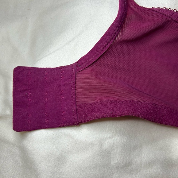 Elomi Charley Purple Stretch Lace & Mesh Plunge Bra Racerback Opt brand size 42G - Picture 7 of 14